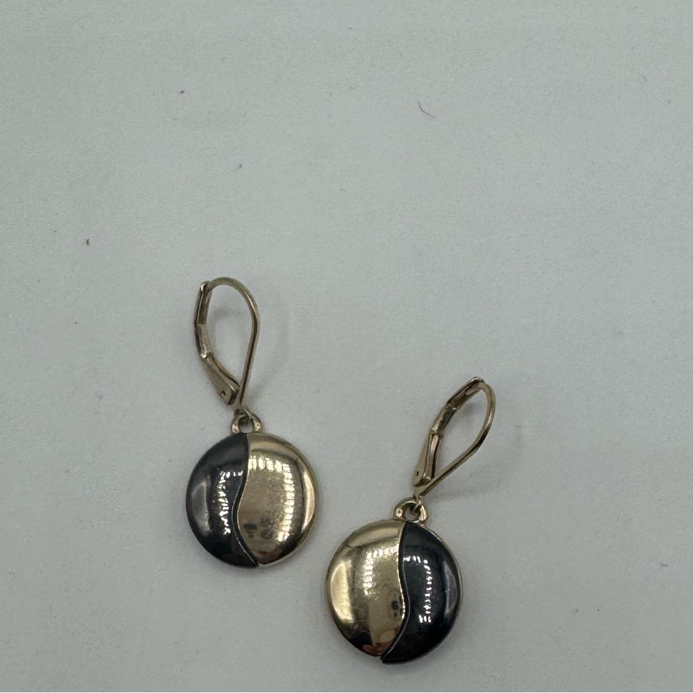 Anne Klein Gold and Gun Metal Two-Tone Earrings